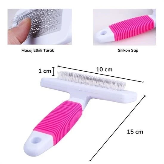 BUFFER® Kedi Köpek Telli Küçük Boy Tüy Bakım Seti Evcil Hayvan Tarama Fırçası - Resim 6