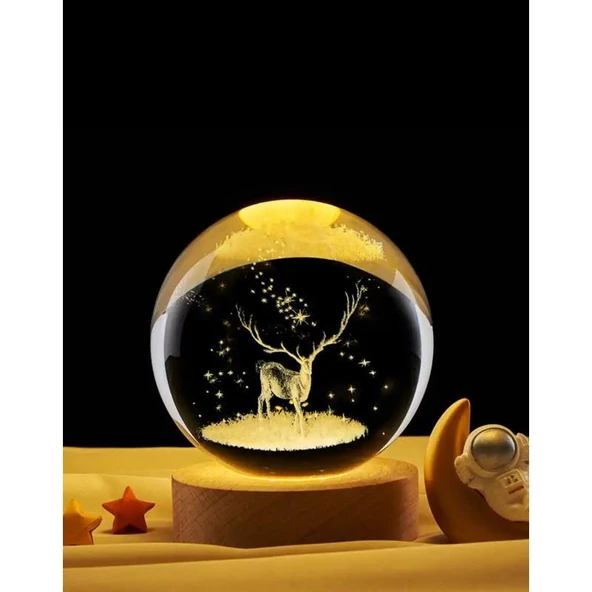 Geyik Renk Değiştiren Işıklı Cam Küre 6cm ürün görseli