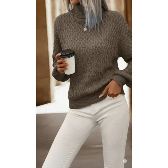 Lucky Life Lucky Life Kadın Uzun Kollu Balıkçı Yaka Triko Bluz