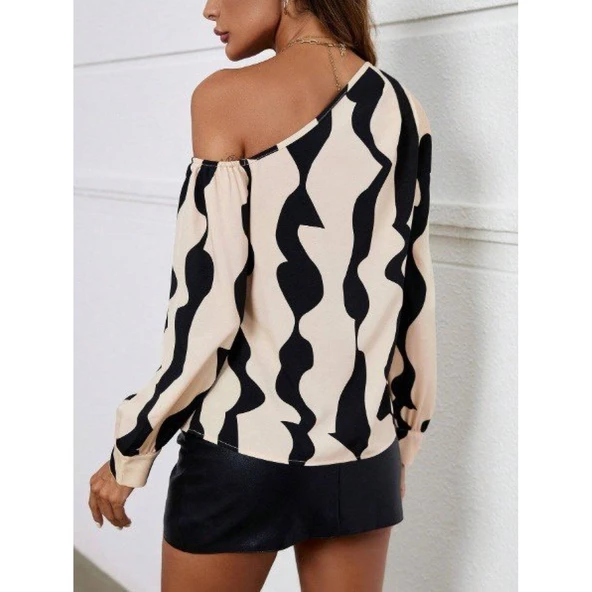 Lucky Life Kadın Tek Omuzdan Açık Uzun Kollu Modal Bluz - 3