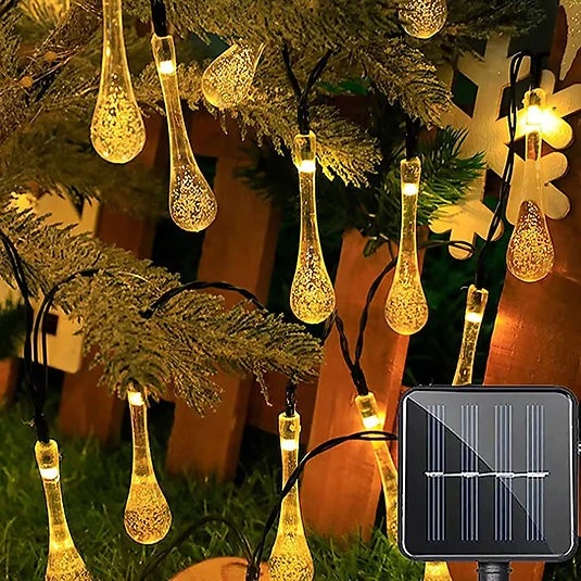 Damla Şeklinde 50 Led Güneş Enerjili Bahçe Balkon Aydınlatma 7 Metre ışık - Resim 2
