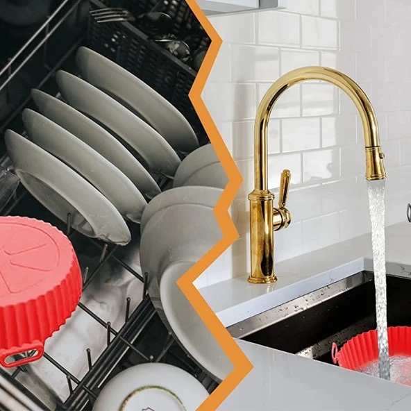 BUFFER® Renkli Isıya Dayanıklı Yıkanılabilir Silikon Fırın Ve Airfryer Yuvarlak Model Pişirme Matı 20 Cm - Resim 4