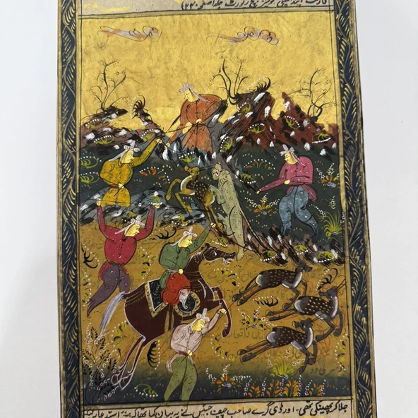 Cengaver Süvari ile İhtişamlı Şölen Adlı El Yapımı Minyatür Resim 28x17 cm - Resim 2