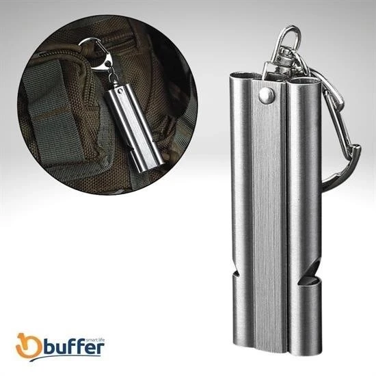 BUFFER® SOS Acil İmdat Düdüğü Alüminyum Islık Anahtarlık Kamp Yürüyüş Aksesuar Araçları - Resim 4