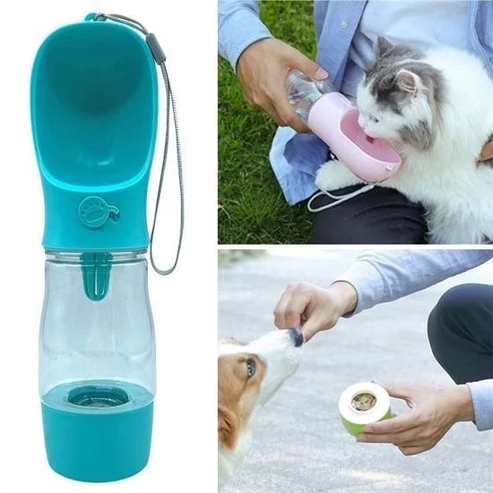 BUFFER® Taşınabilir Mama Hazneli Evcil Hayvan Suluğu Seyahat Kabı Kilitlenebilen Su Sızdırmaz 380ML ürün görseli 1