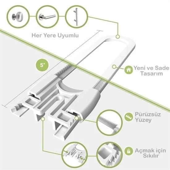 BUFFER® Bebek Çocuk Çekmece ve Dolap Koruma Raylı Güvenlik Sistemi Emniyet Kilidi - 5