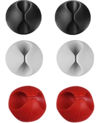 Yapışkanlı Kablo Sabitleyici Düzenleyici 6'lı Paket (2 Beyaz-2 Kırmızı-2 Siyah) ürün görseli 1