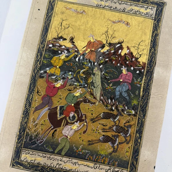 Cengaver Süvari ile İhtişamlı Şölen Adlı El Yapımı Minyatür Resim 28x17 cm - Resim 3