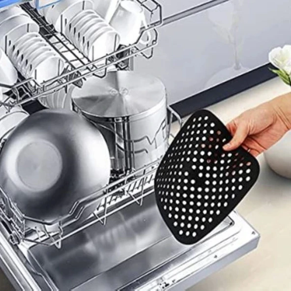 BUFFER® Siyah Isıya Dayanıklı Yıkanılabilir Silikon Fırın Ve Airfryer Kare Model Pişirme Matı 21,5 Cm - Resim 6