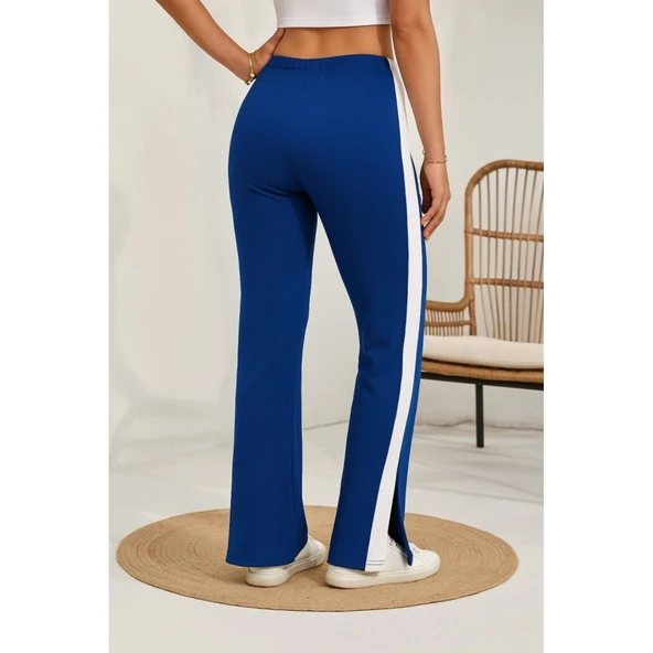 Lucky Life Lucky Life Kadın Yüksek Bel Yan şerit Detaylı Yırtmaçlı Viskon Iki Iplik Pantolon - 3