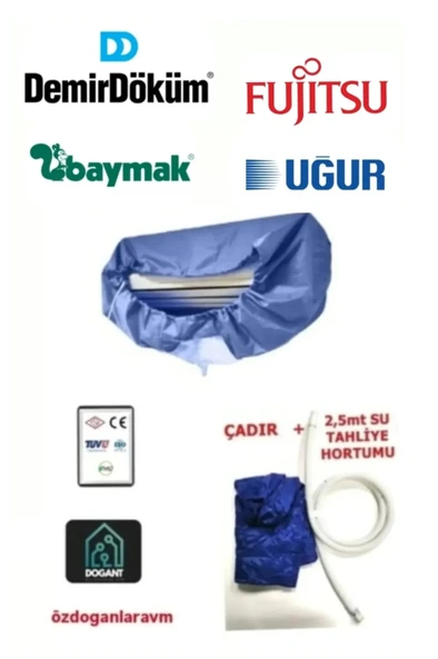 Evrensel  9/12/18- Btü  Klima Branda Temizlik Seti-Hortum -Fırça-Eldive - Resim 2