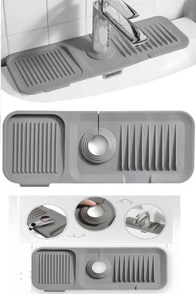 Elastik Mutfak Banyo Musluk Matı Düzenleyici Kaydırmaz Taban Organizer Lavabo Kenar Matı ürün görseli