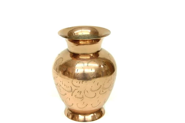 Vazo Düz İşlemeli Model Tamamı Pirinç Dekoratif Hediyelik ürün görseli 1