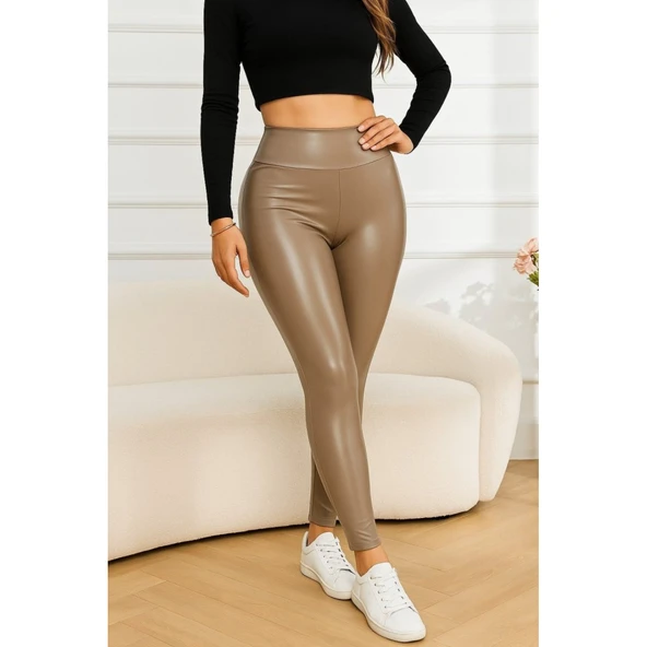 Lucky Life Lucky Life Kadın Yüksek Bel Deri Tayt - 3