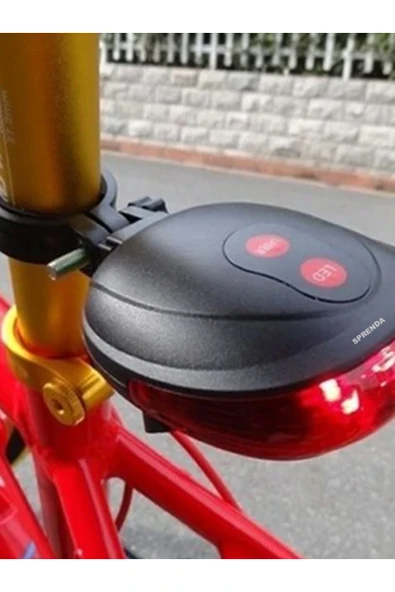 Bisiklet Arka Stop Lambası Lazer Şeritli Led Işık Pilli 7 Fonksiyon 5 LED - Resim 2