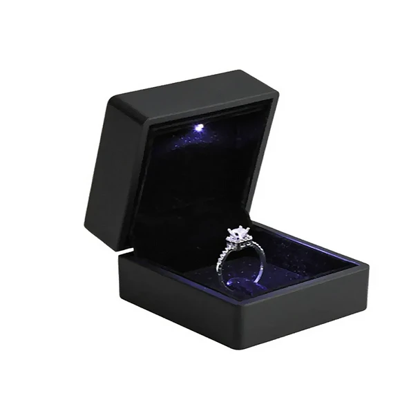 Işıklı Siyah Renk Yüzük Kutusu - Resim 2