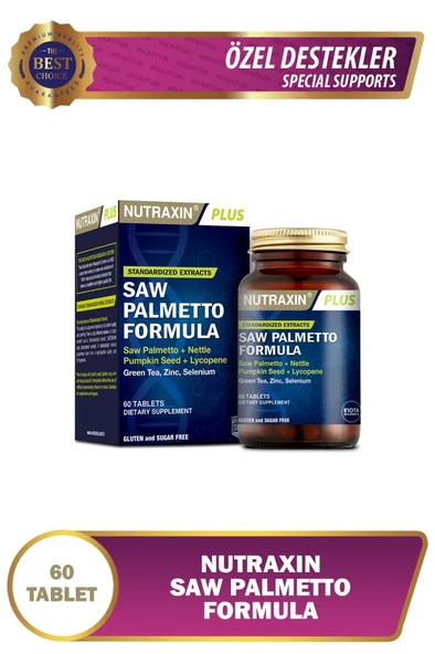 Nutraxin Saw Palmetto Formula 60 Tablet - Cüce Palmiye, Isırgan Otu, Yeşil Çay, Likopen, Çinko, Selenyum