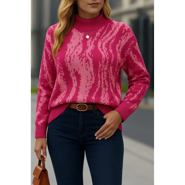 Lucky Life Kadın Uzun Kollu Balıkçı Yaka çok Renkli Triko Bluz - 2