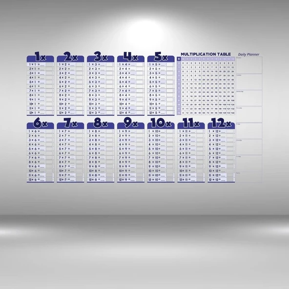 BUFFER® Statik Akıllı Kağıt Ingilizce Çarpım Tablosu 100x56 Cm(1 Adet Silgili Kalemli) ürün görseli