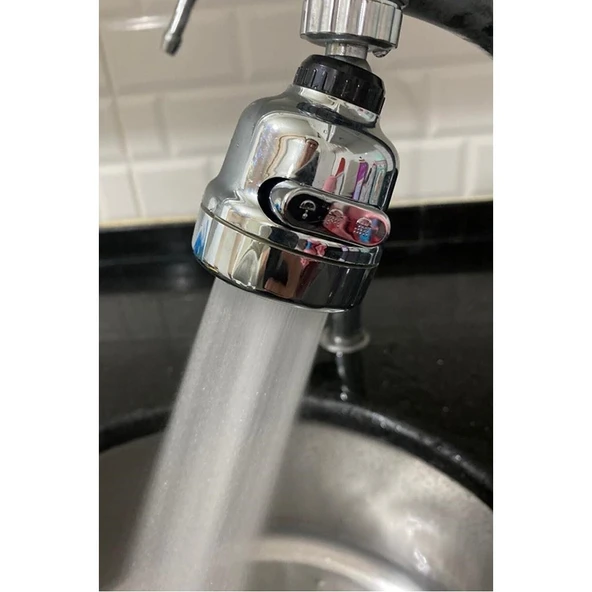 Krom 3 Fonksiyonlu Mutfak Lavabo Başlığı 360 Derece Döner Musluk Ucu - Resim 2