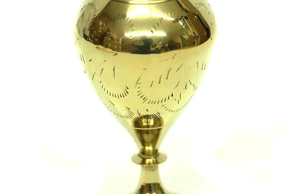 Vazo Düz Model Tamamı Pirinç Dekoratif Hediyelik - Resim 2