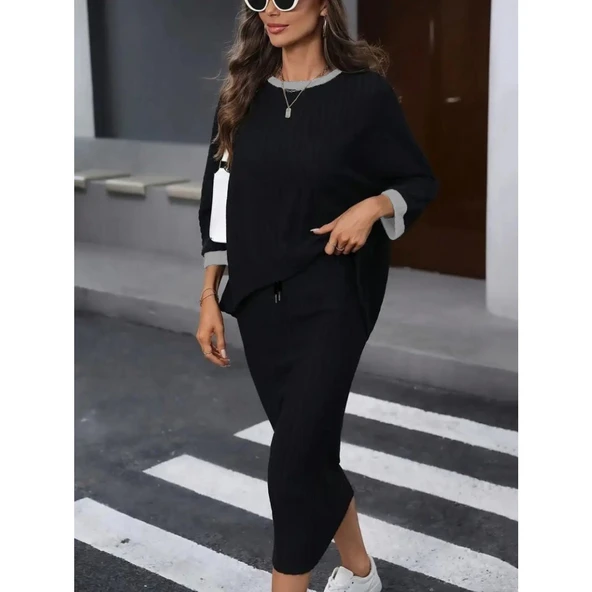 Lucky Life Lucky Life Kadın Uzun Kollu Yakası Açık şardonlu Kaşkorse Bluz Ve Eteği Bağcıklı Ikili Takım - 2