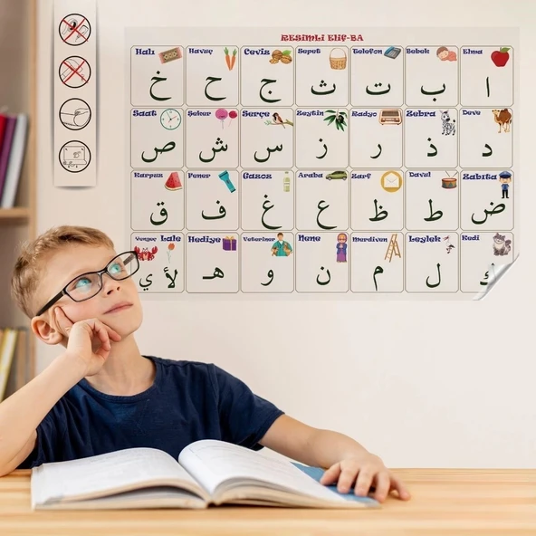 BUFFER® 70x100 cm Statik Kağıt Elif-Ba Öğrenme Tahtası ürün görseli 1