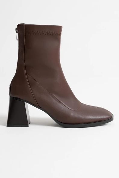 Anevra Acı Kahve Kalın Topuklu Streç Bot - 3