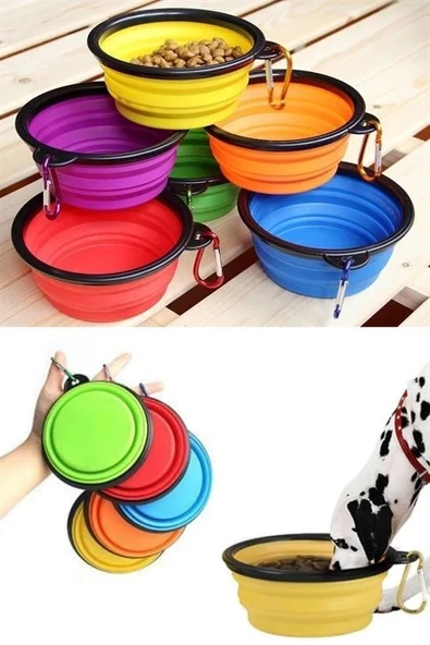 BUFFER® Katlanabilir Kedi Köpek Mama ve Su Kabı Köpek Oyuncağı - Resim 3