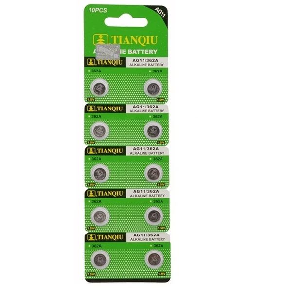 TIANQIU AG11 LR721/362 Alkalin 10'lu Düğme Pil ürün görseli 1