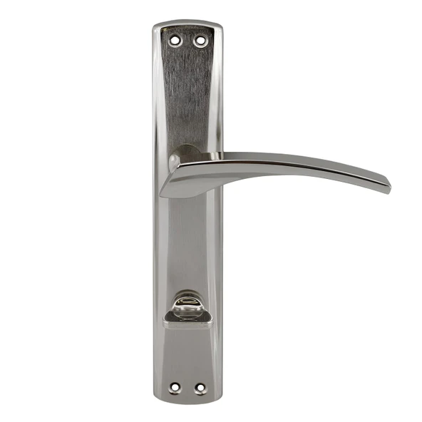 Kapı Kolu WC Banyo Nikel İnox Aynalı Sağa Sola Uygun İç Dış Wc Kapısı Kilitlenebilir 1 Takım - Resim 4