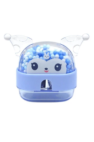 Kuromi Kalemtraş 4 Adet Boncuklu Hazneli Tek Bıçaklı Kalem Açacağı Sevimli Plastik Kalem Traş Çöp Hazneli - 3