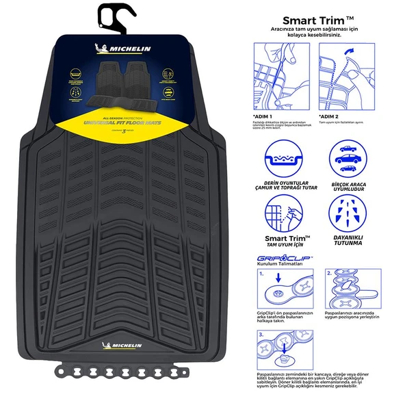 Michelin MC33863 Tüm Araçlara Uyumlu 3 Parça Üniversal 3D Havuzlu Oto Paspas - Resim 2