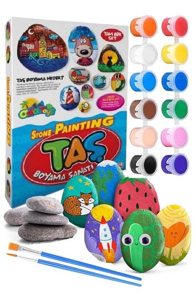 Taş Boyama Seti 1 Paket Taş Boyama Hobi Doğal Taş Akrilik Boya Fırça Çocuklar İçin Sanat ve El Sanatları