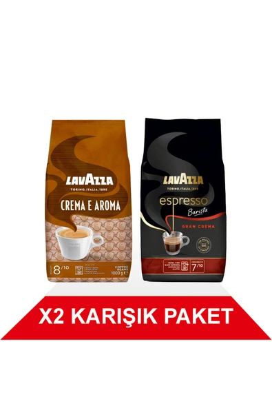 LavAzza Crema E Aroma + Espresso Barista Gran Crema Çekirdek Kahve (1000gr) 2'Li Paket