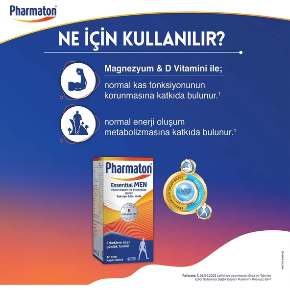 Pharmaton Essential Men 30 Tablet - Magnezyum, Vitamin B, Vitamin D, Multivitamin ve Mineraller - 3