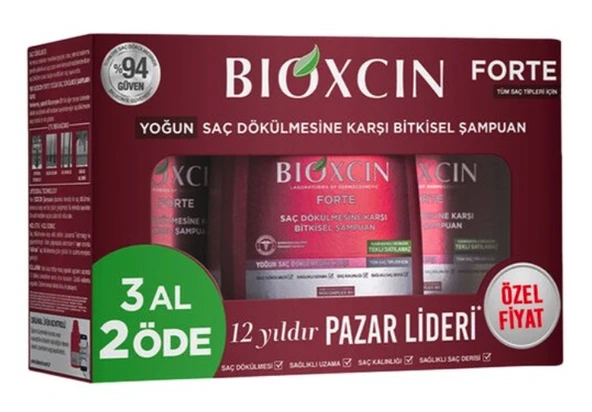 Bioxcin Forte 3x300 ml Saç Dökülmesine Karşı Şampuan