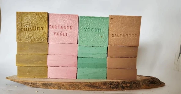 Doğal Üretim Sabunu Karışık (Kükürt-Kantaron-Yosun-Salyangoz)16'lı Set ürün görseli