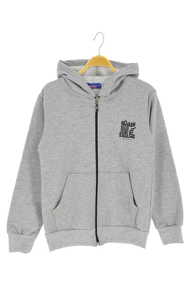 Erkek çocuk hırka 2 iplik şordonlu baskılı kapüşonlu - 4