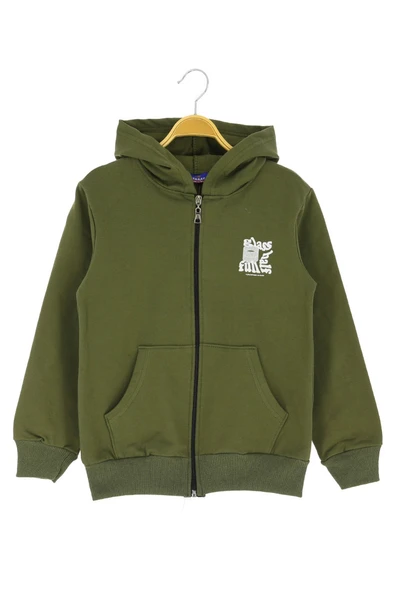 Erkek çocuk hırka 2 iplik şordonlu baskılı kapüşonlu - 2