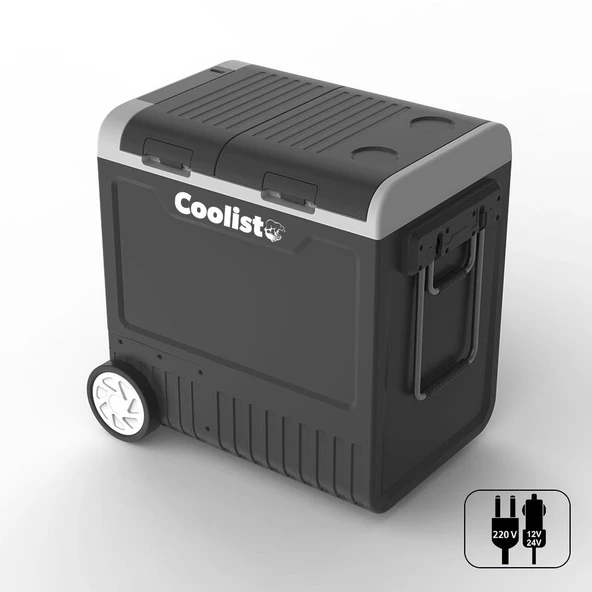 Coolist CLK65W 12/24Volt 220Volt 65 Litre Çift Bölmeli Tekerlekli Outdoor Kompresörlü Oto Buzdolabı/Dondurucu ürün görseli