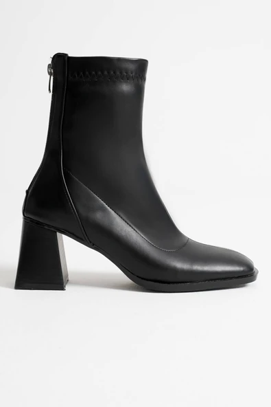 Anevra Siyah Kalın Topuklu Streç Bot - Resim 3