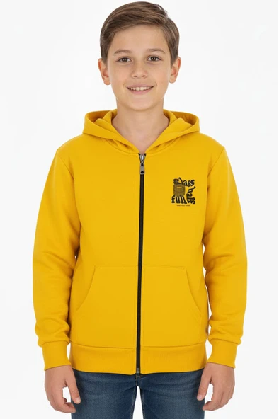 Erkek çocuk hırka 2 iplik şordonlu baskılı kapüşonlu - 7