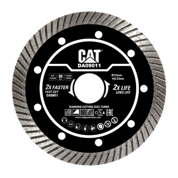 CAT DA09011 115mm Profesyonel Beton, Tuğla, Parke Taşı Elmas Kesme Diski (Turbo Kanallı Kenar)