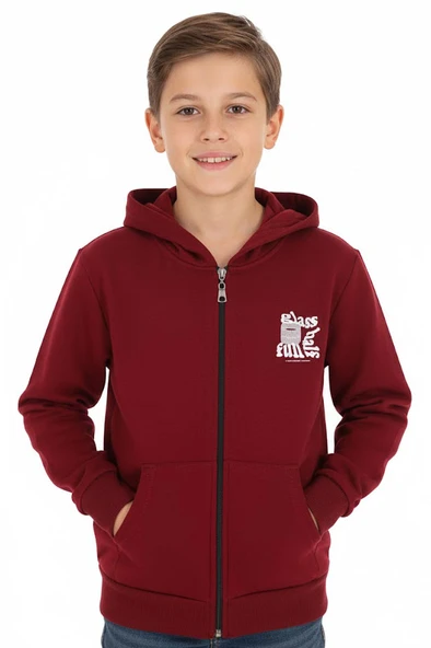 Erkek çocuk hırka 2 iplik şordonlu baskılı kapüşonlu - 9