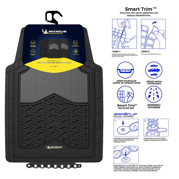 Michelin MC34891 Tüm Araçlara Uyumlu 4 Parça Üniversal 3D Havuzlu Oto Paspas - Resim 2