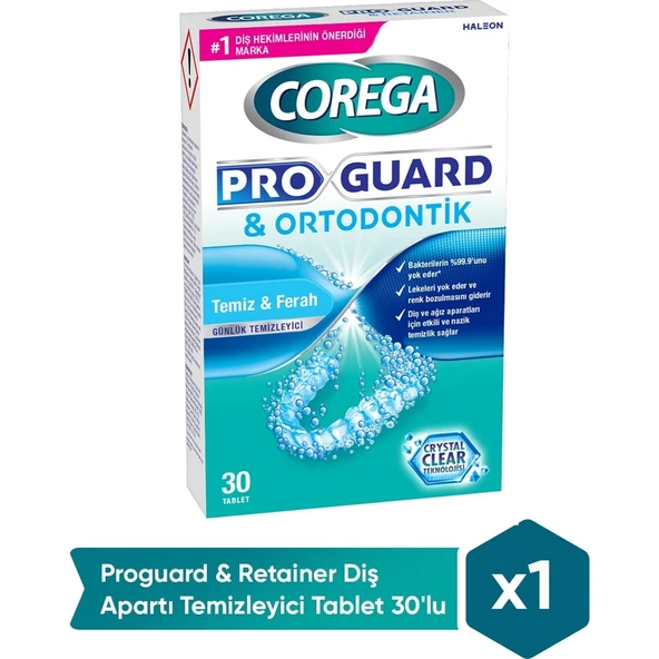 Corega Pro Guard Retainer Günlük Temizleyici Tablet 30'lu Paket Diş ve Ağız Aparatları İçin - Resim 2