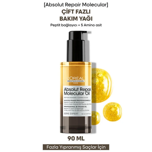 LOreal Professionnel Absolut Repair Molecular Çift Fazlı Profesyonel Bakım Yağı 90 ml - Resim 2