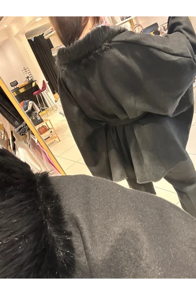 PNÇO0001 Seyyar Bağlamalı Kürk Detaylı Panço - Resim 3