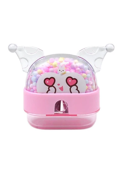 Kuromi Kalemtraş 4 Adet Boncuklu Hazneli Tek Bıçaklı Kalem Açacağı Sevimli Plastik Kalem Traş Çöp Hazneli - 5